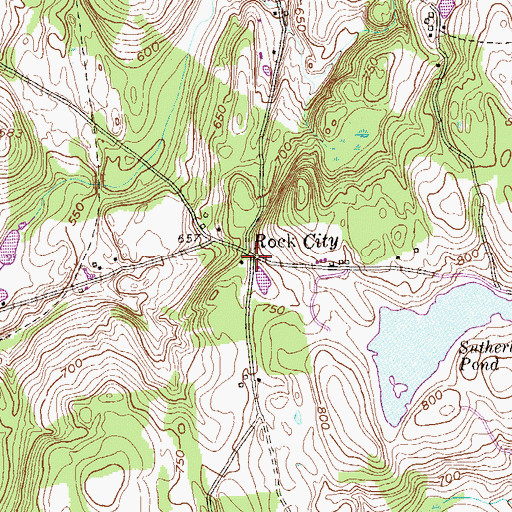 Topographic Map of Rock City, NY