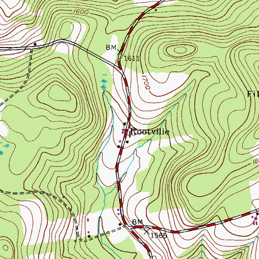 Topographic Map of Rootville, NY