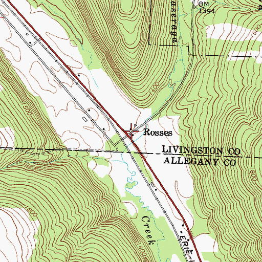 Topographic Map of Rosses, NY