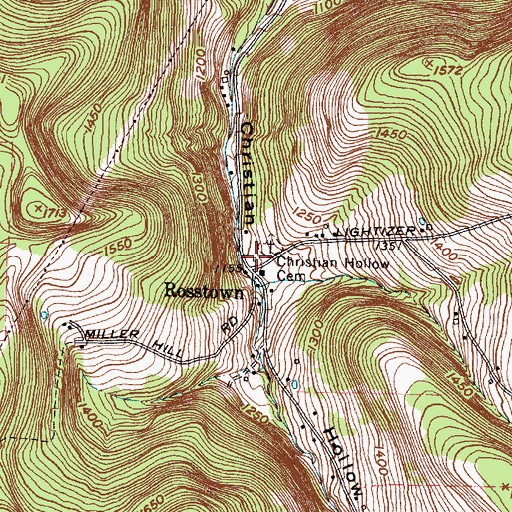 Topographic Map of Rosstown, NY