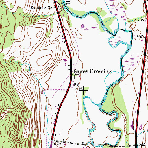 Topographic Map of Sages Crossing, NY