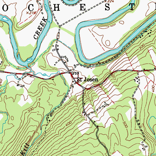 Topographic Map of Saint Josen, NY
