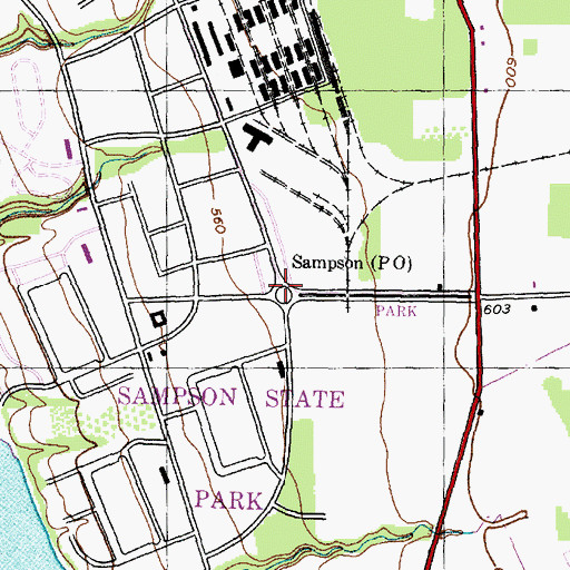 Topographic Map of Sampson, NY