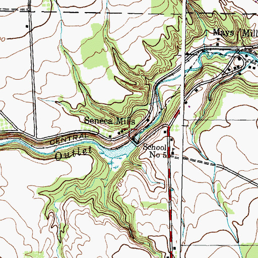 Topographic Map of Seneca Mills, NY