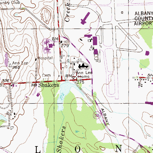 Topographic Map of Shakers, NY