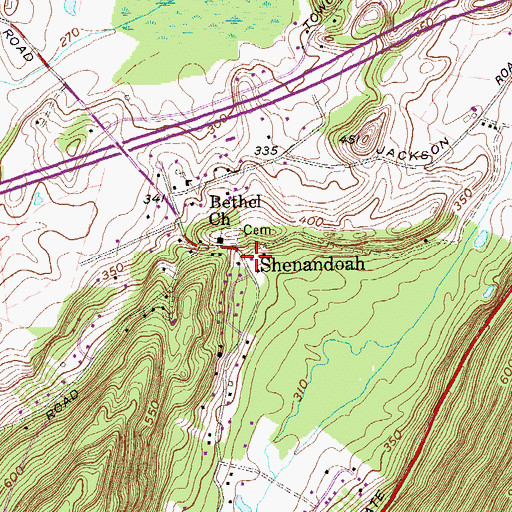 Topographic Map of Shenandoah, NY