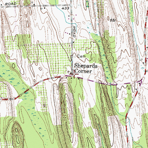 Topographic Map of Shepards Corner, NY