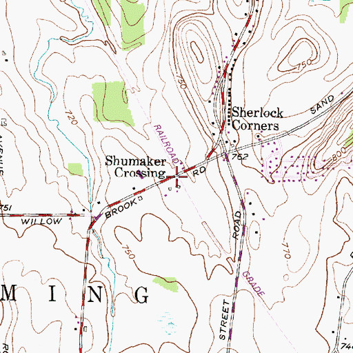 Topographic Map of Shumaker Crossing, NY