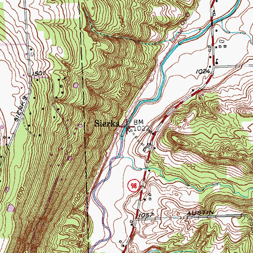 Topographic Map of Sierks, NY