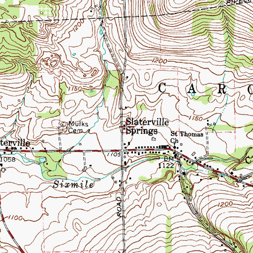 Topographic Map of Slaterville Springs, NY