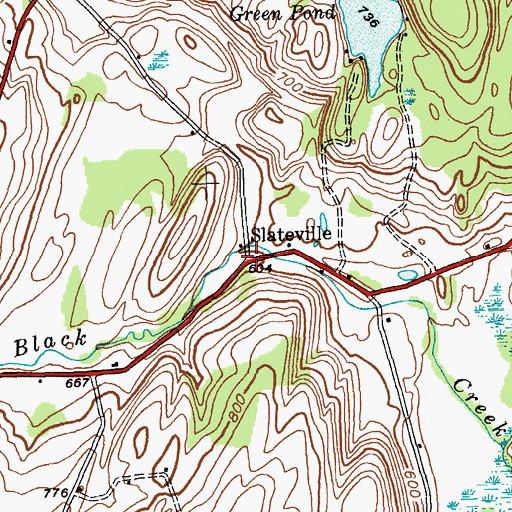Topographic Map of Slateville, NY