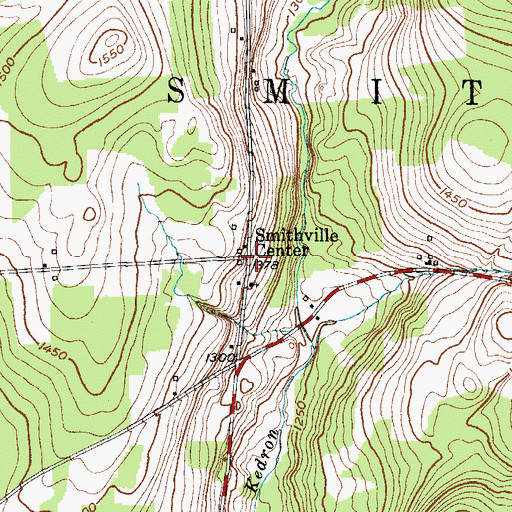 Topographic Map of Smithville Center, NY