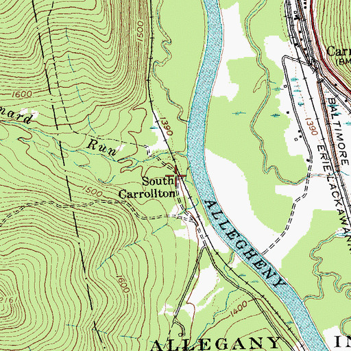 Topographic Map of South Carrollton, NY