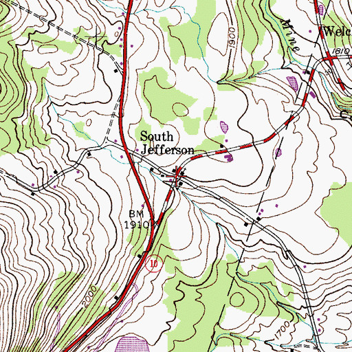 Topographic Map of South Jefferson, NY