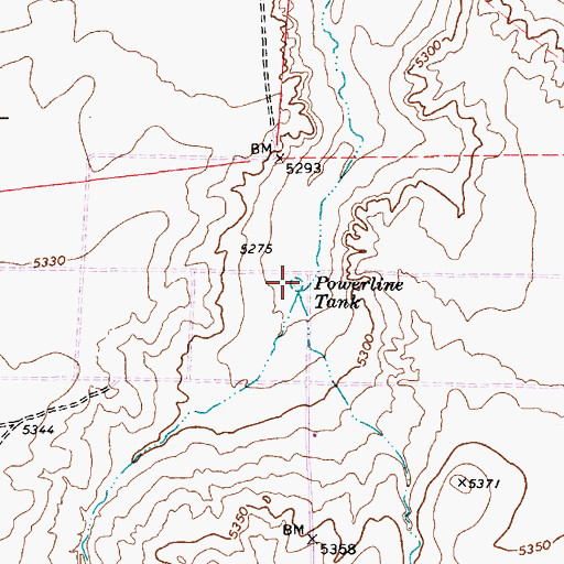 Topographic Map of Powerline Tank, AZ