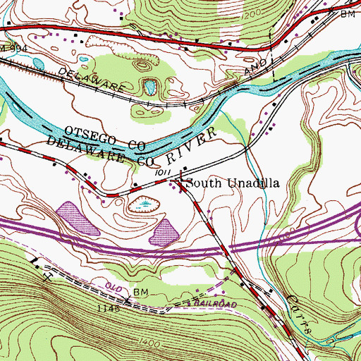 Topographic Map of South Unadilla, NY