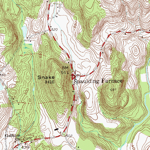 Topographic Map of Spaulding Furnace, NY