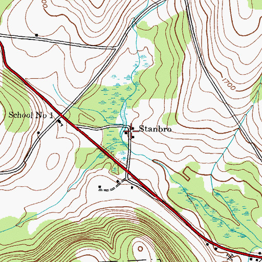 Topographic Map of Stanbro, NY