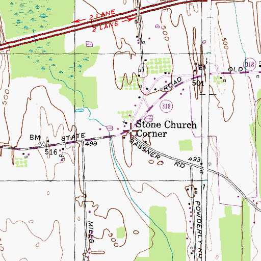 Topographic Map of Stone Church Corner, NY