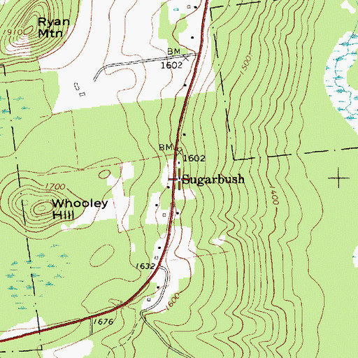 Topographic Map of Sugarbush, NY