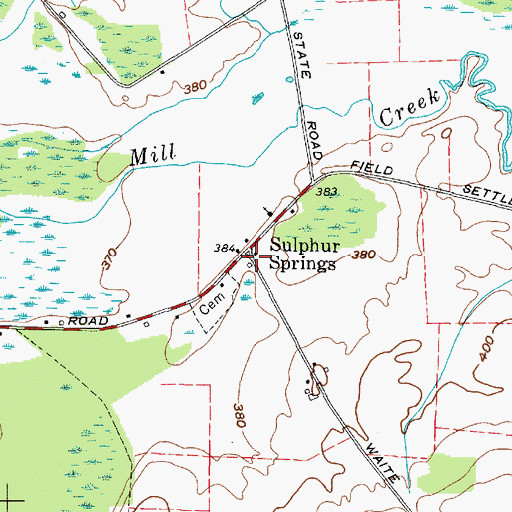 Topographic Map of Sulphur Springs, NY