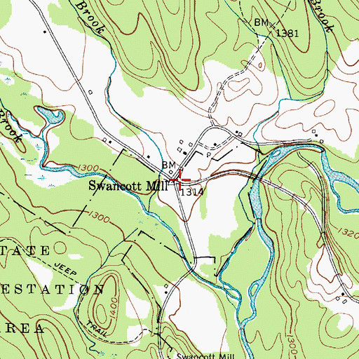 Topographic Map of Swancott Mill, NY