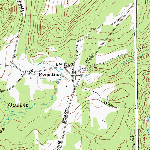 Topographic Map of Swastika, NY