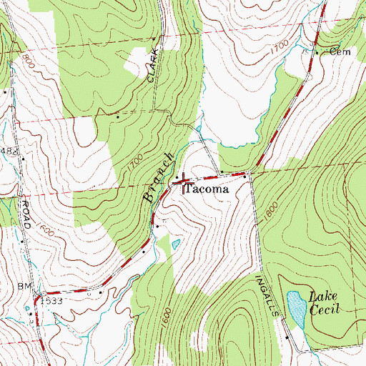 Topographic Map of Tacoma, NY