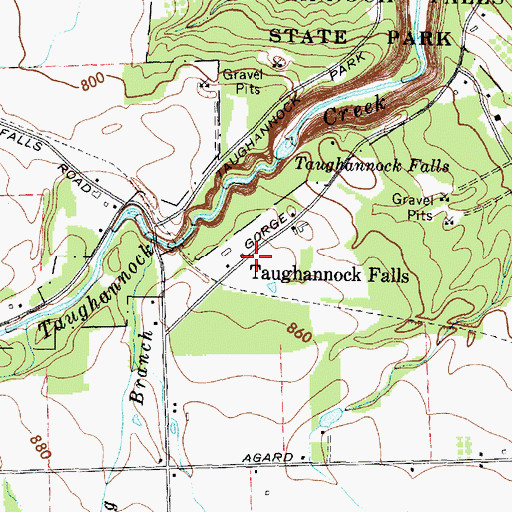 Topographic Map of Taughannock Falls, NY