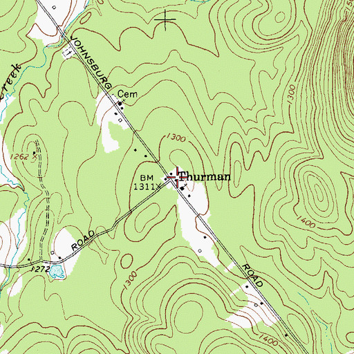 Topographic Map of Thurman, NY