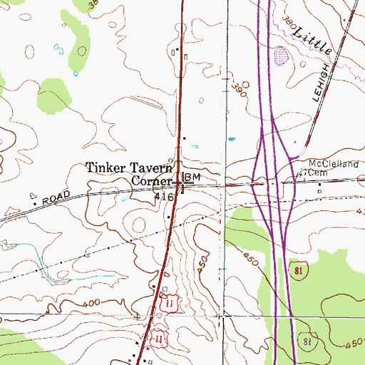 Topographic Map of Tinker Tavern Corner, NY