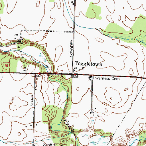 Topographic Map of Toggletown, NY