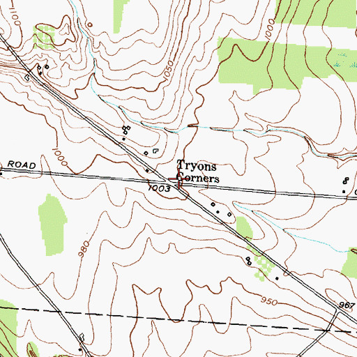 Topographic Map of Tryons Corners, NY