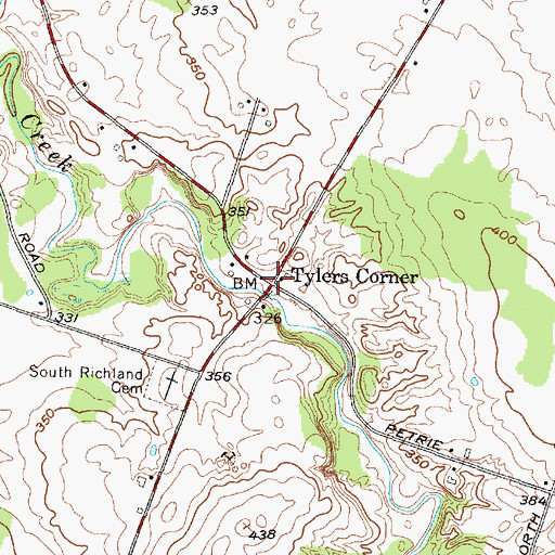 Topographic Map of Tylers Corner, NY
