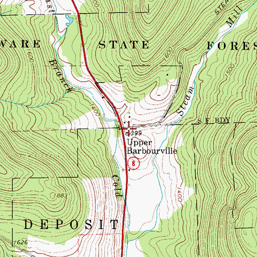 Topographic Map of Upper Barbourville, NY