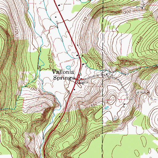 Topographic Map of Vallonia Springs, NY