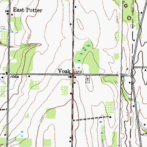 Topographic Map of Voak, NY