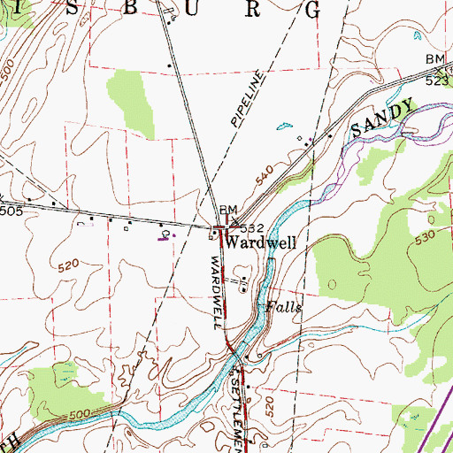 Topographic Map of Wardwell, NY