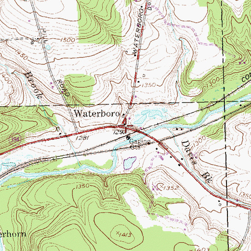 Topographic Map of Waterboro, NY