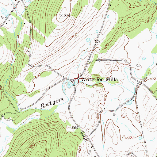 Topographic Map of Waterloo Mills, NY