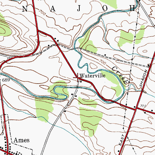 Topographic Map of Waterville, NY