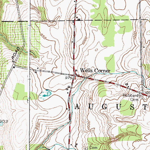 Topographic Map of Wells Corner, NY