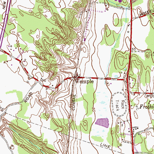 Topographic Map of Wemple, NY