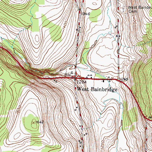 Topographic Map of West Bainbridge, NY