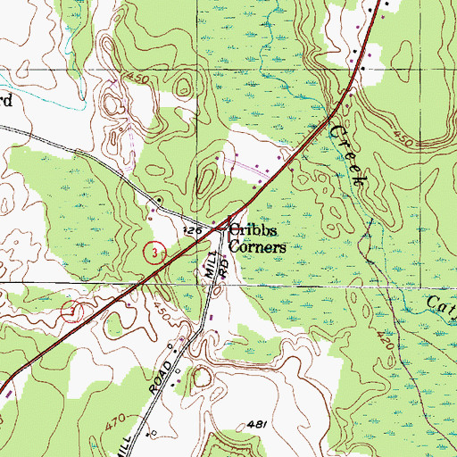 Topographic Map of Cribbs Corner, NY