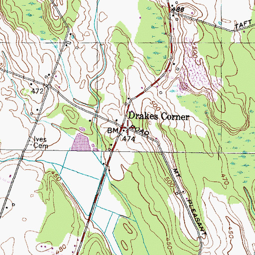 Topographic Map of Drakes Corner, NY