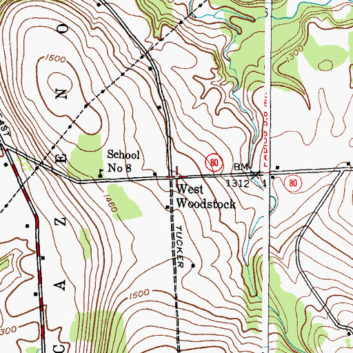 Topographic Map of West Woodstock, NY