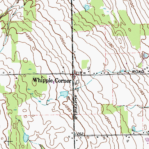 Topographic Map of Whipple Corner, NY