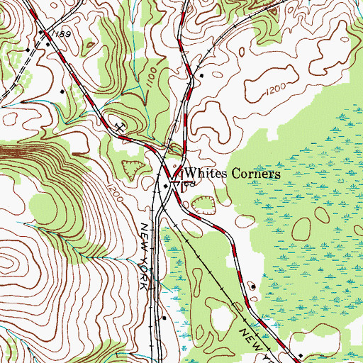 Topographic Map of White Corners, NY