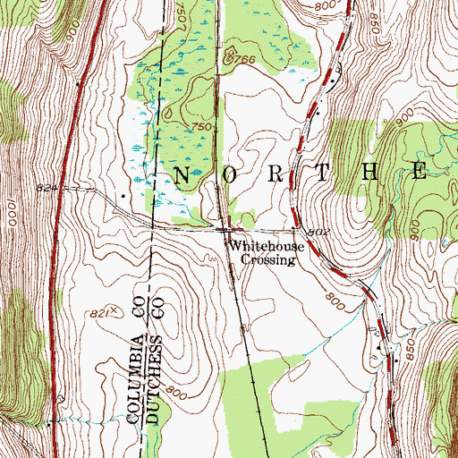 Topographic Map of Whitehouse Crossing, NY